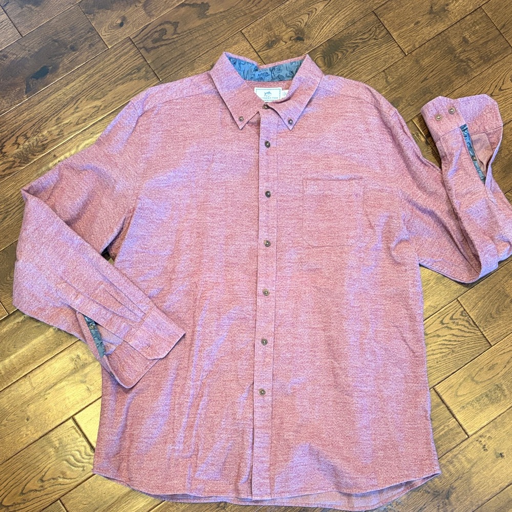 Southern Tide Burgundy Heather Long-Sleeve Button-Down Shirt, Classic Fit XL